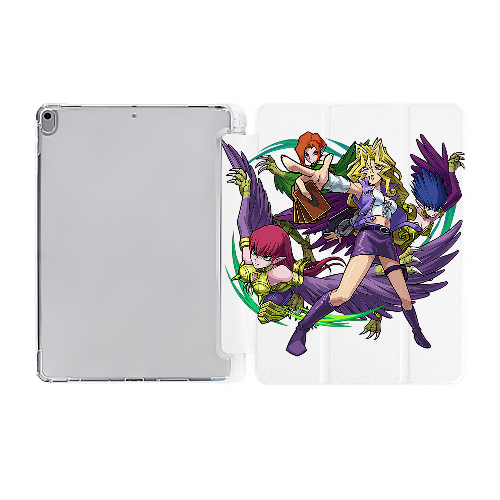 （画像用） 遊☆戯☆王 Yu-Gi-Oh! IPad ケース ペン収納付き 三つ折りスタンド PUレザー×シリコン 対応機種9.5/10.5/10.9インチ